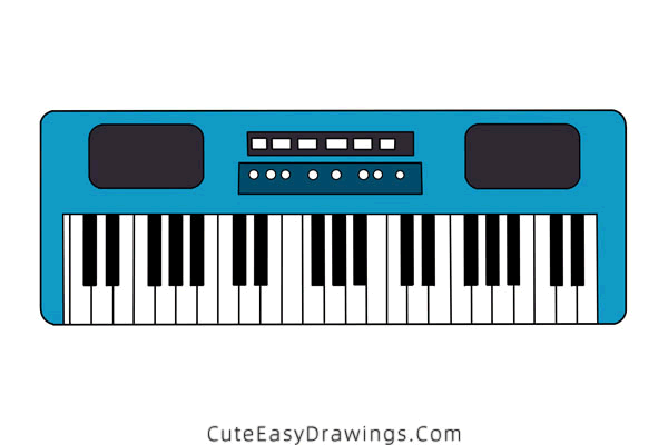 how to draw an electric keyboard - www.cuteeasydrawings.com