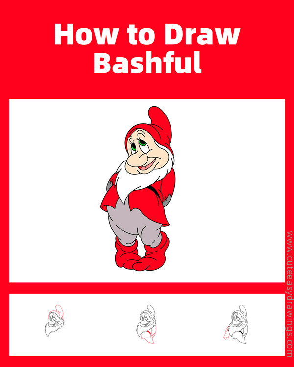 how to draw bashful - www.cuteeasydrawings.com