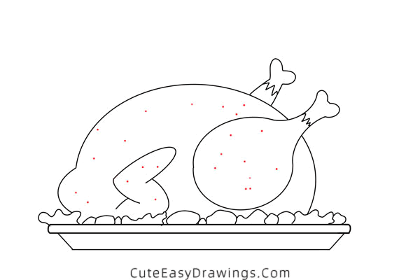 how to draw a roasted turkey - www.cuteeasydrawings.com