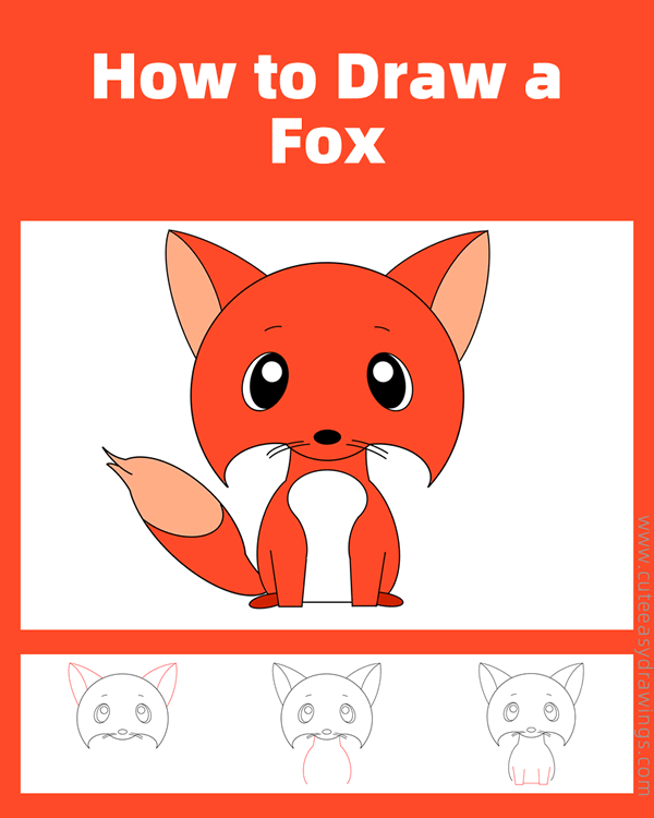 how to draw a fox - www.cuteeasydrawings.com