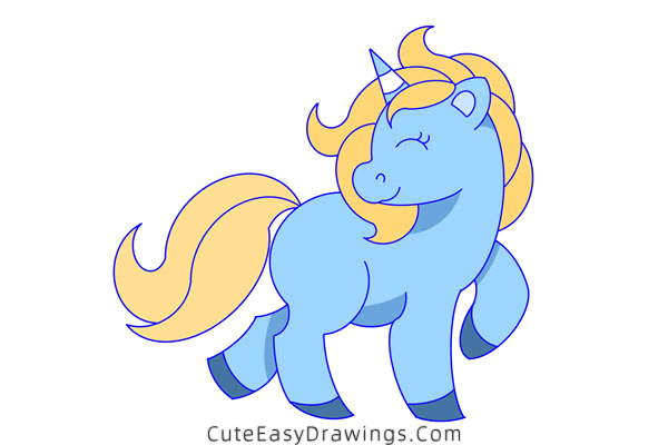 how to draw a unicorn - www.cuteeasydrawings.com