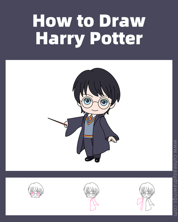 How To Draw Harry Potter Step By Step Cute Easy Drawings 