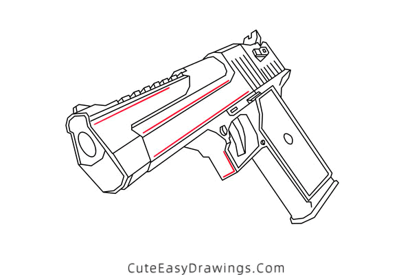 how to draw a pistol - www.cuteeasydrawings.com