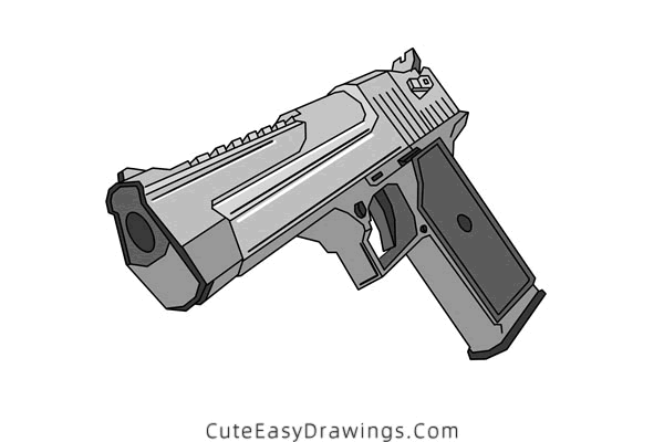 how to draw a pistol - www.cuteeasydrawings.com