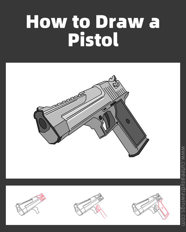 how to draw a pistol - www.cuteeasydrawings.com