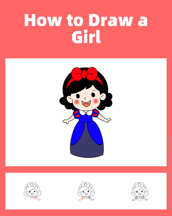 how to draw a girl in a dress - www.cuteeasydrawings.com