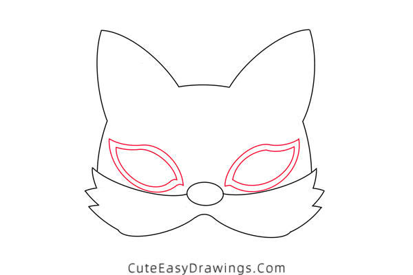 how to draw a fox mask - www.cuteeasydrawings.com