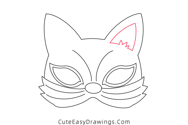 how to draw a fox mask - www.cuteeasydrawings.com