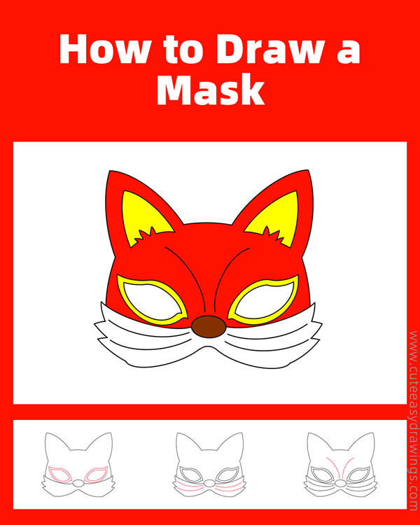 how to draw a fox mask - www.cuteeasydrawings.com