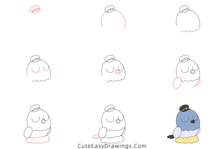 how to draw a carrier pigeon - www.cuteeasydrawings.com