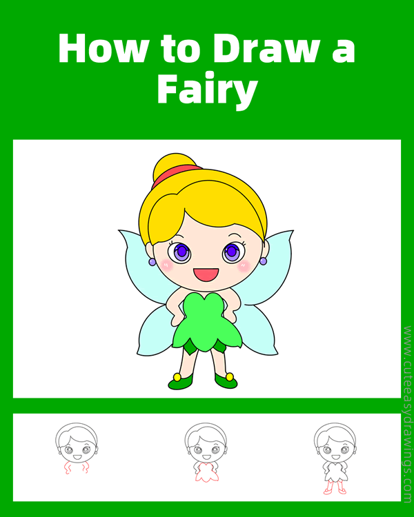 how to draw a fairy - www.cuteeasydrawings.com