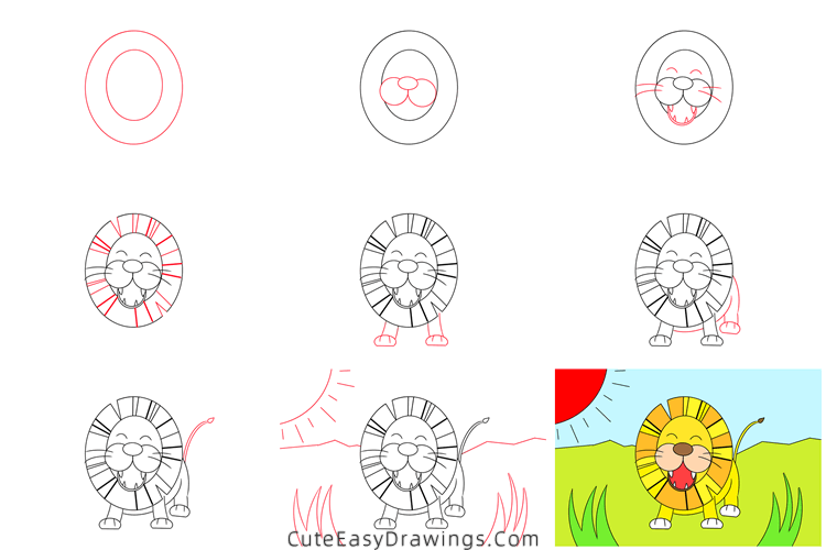 how to draw a lion - www.cuteeasydrawings.com