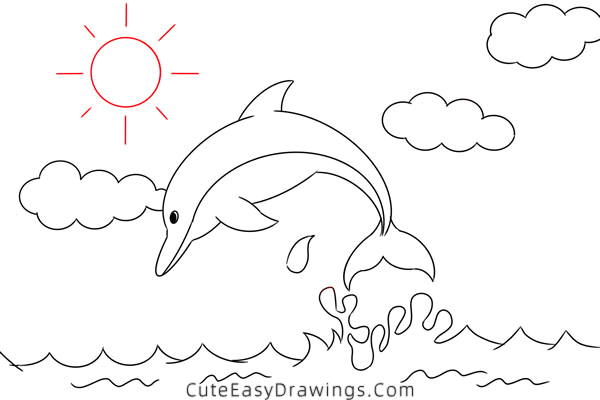 how to draw a dolphin - www.cuteeasydrawings.com