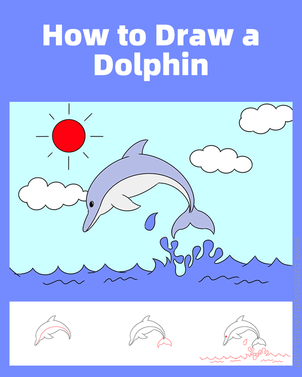 how to draw a dolphin - www.cuteeasydrawings.com