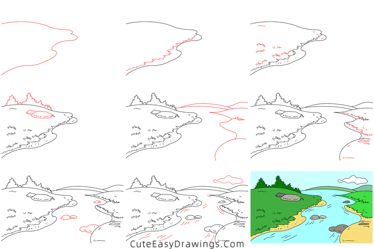 how to draw a river - www.cuteeasydrawings.com