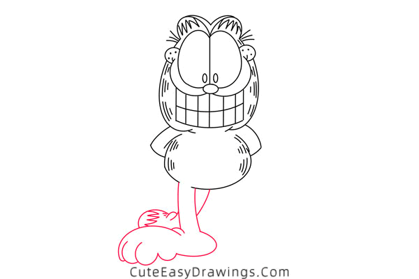 how to draw garfield - www.cuteeasydrawings.com