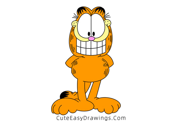 how to draw garfield - www.cuteeasydrawings.com