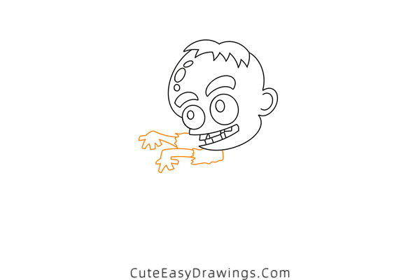 how to draw a zombie - www.cuteeasydrawings.com