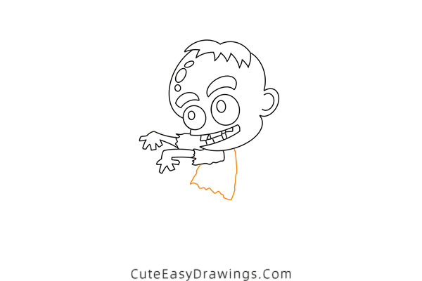 how to draw a zombie - www.cuteeasydrawings.com