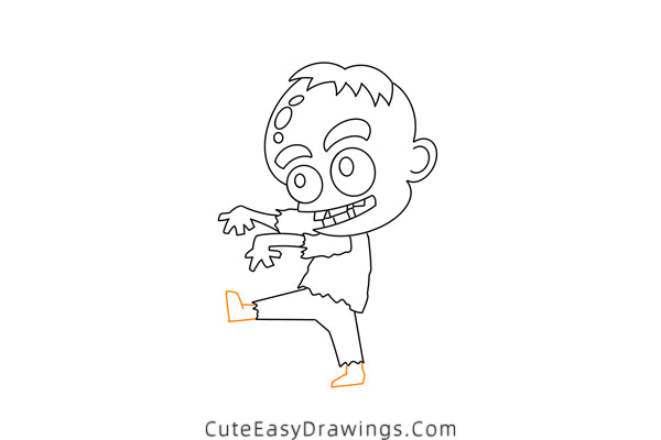 how to draw a zombie - www.cuteeasydrawings.com