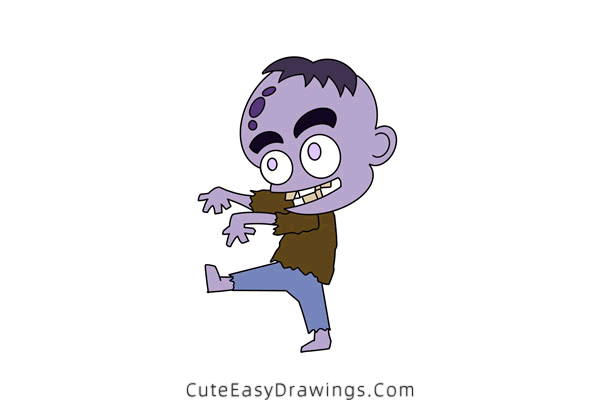 how to draw a zombie - www.cuteeasydrawings.com