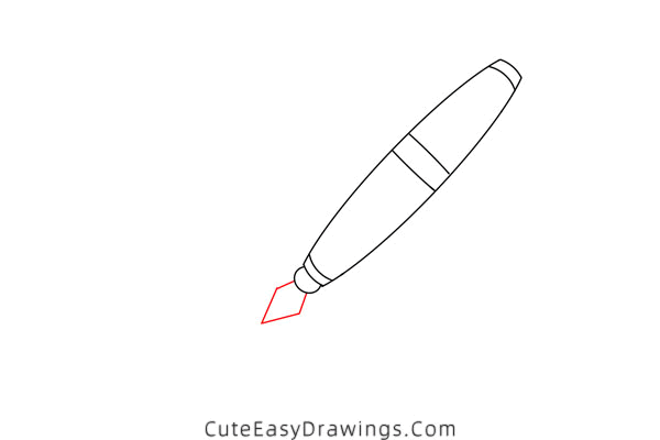 how to draw a fountain pen - www.cuteeasydrawings.com