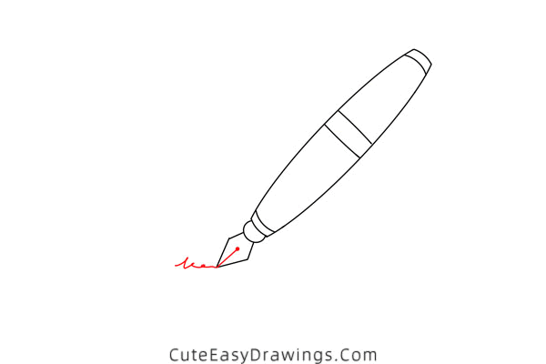 how to draw a fountain pen - www.cuteeasydrawings.com