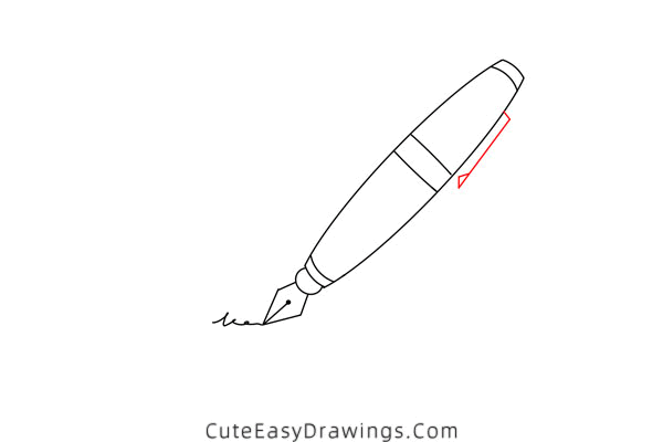 how to draw a fountain pen - www.cuteeasydrawings.com