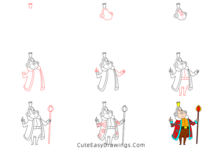 how to draw a king - www.cuteeasydrawings.com