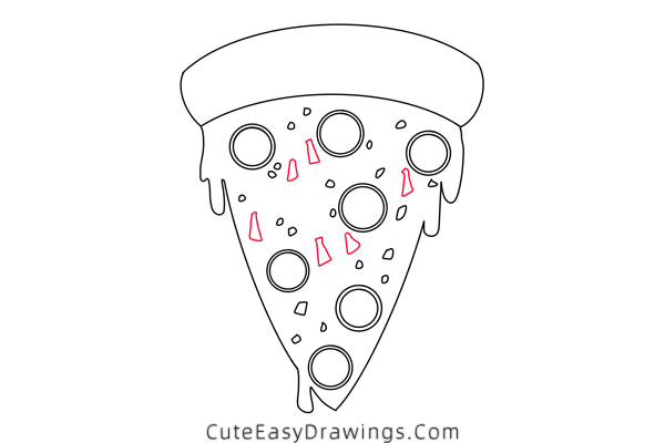 how to draw a pizza slice - www.cuteeasydrawings.com