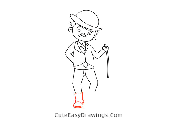 how to draw charlie chaplin - www.cuteeasydrawings.com