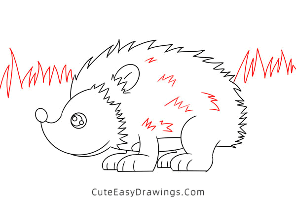 how to draw a hedgehog - www.cuteeasydrawings.com