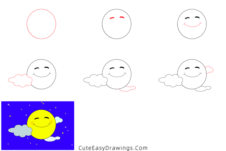 how to draw the night sky - www.cuteeasydrawings.com