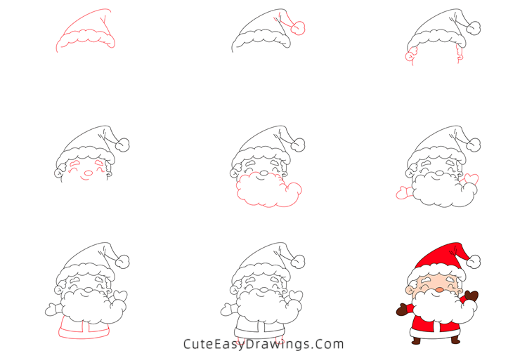 how to draw cartoon santa claus - www.cuteeasydrawings.com