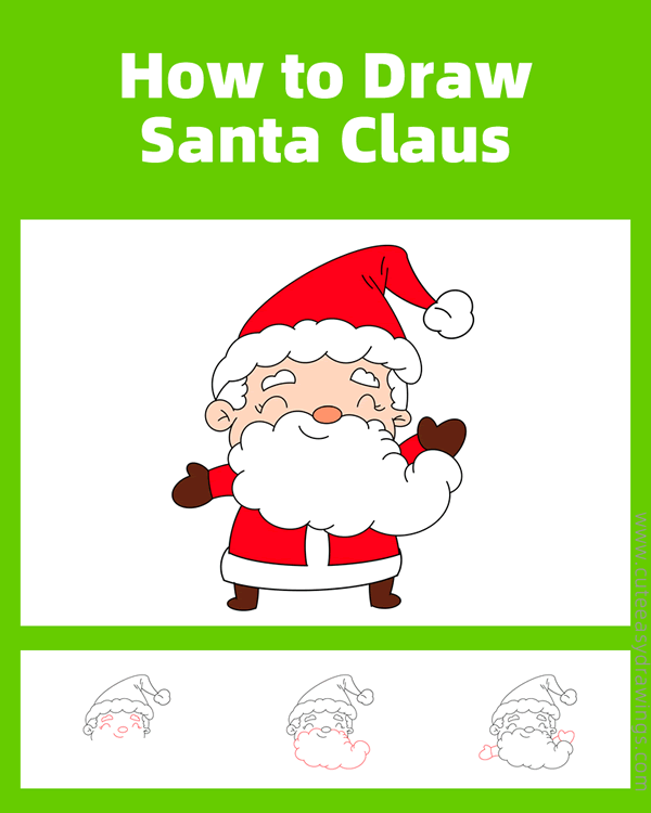 how to draw cartoon santa claus - www.cuteeasydrawings.com