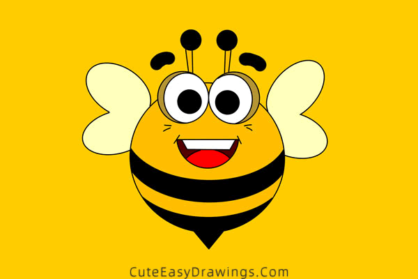 how to draw a bee - www.cuteeasydrawings.com