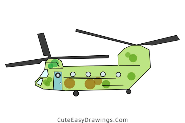 how to draw a military helicopter - www.cuteeasydrawings.com