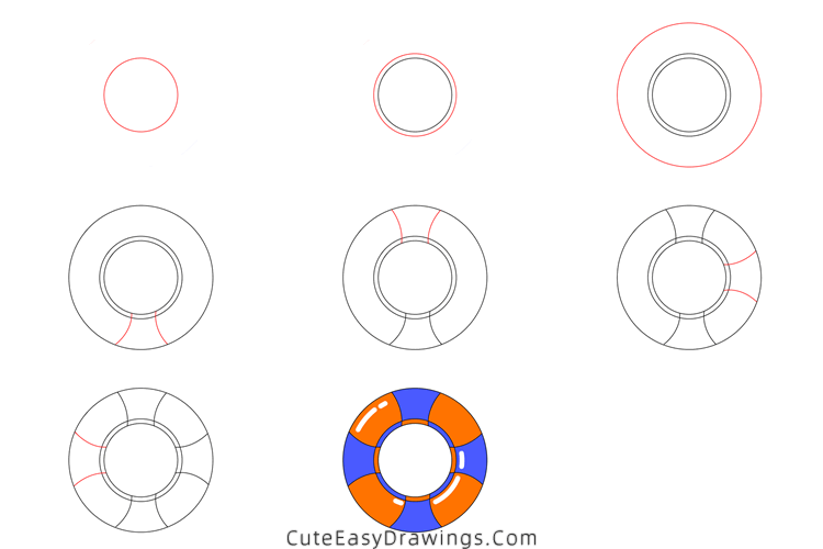 how to draw a swim ring - www.cuteeasydrawings.com