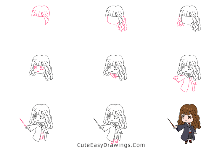 how to draw hermione granger - www.cuteeasydrawings.com