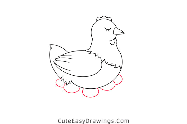 how to draw a hen hatching eggs - www.cuteeasydrawings.com