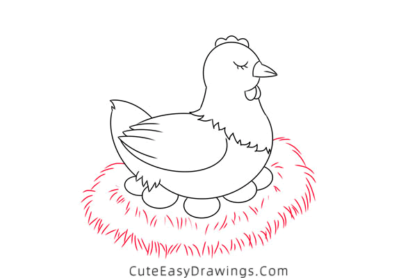 how to draw a hen hatching eggs - www.cuteeasydrawings.com