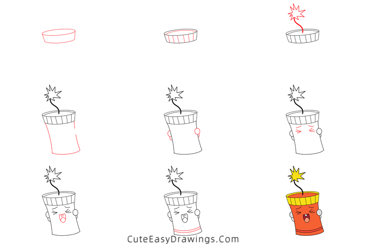 how to draw a firecracker - www.cuteeasydrawings.com