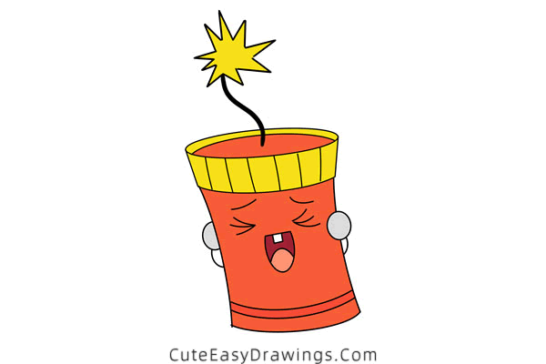 how to draw a firecracker - www.cuteeasydrawings.com