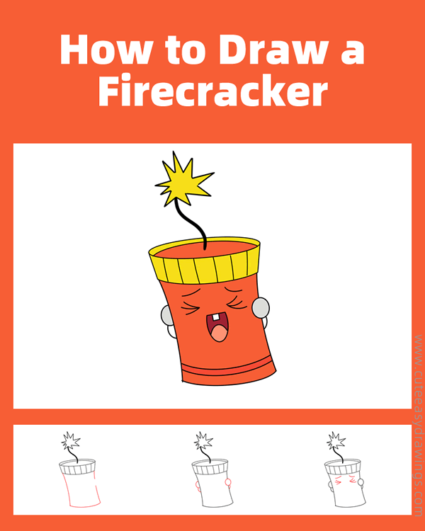 how to draw a firecracker - www.cuteeasydrawings.com