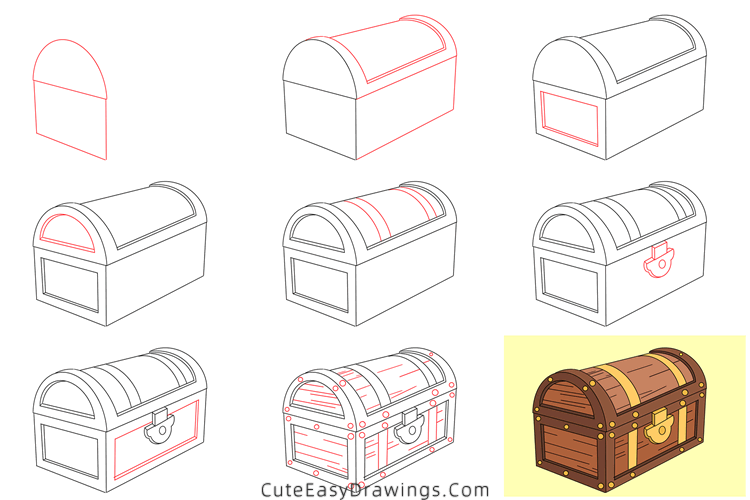 how to draw a treasure chest - www.cuteeasydrawings.com