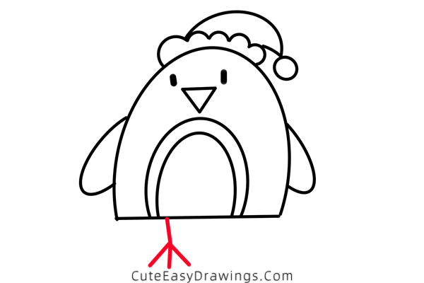 how to draw a christmas robin - www.cuteeasydrawings.com