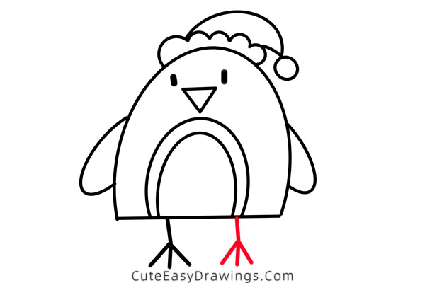 how to draw a christmas robin - www.cuteeasydrawings.com