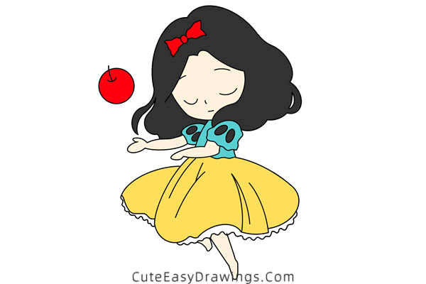 how to draw snow white - www.cuteeasydrawings.com