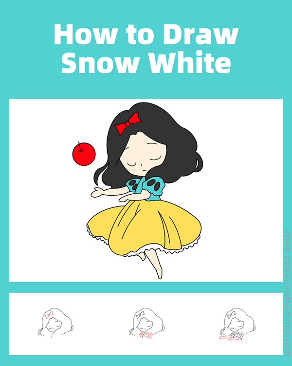 how to draw snow white - www.cuteeasydrawings.com