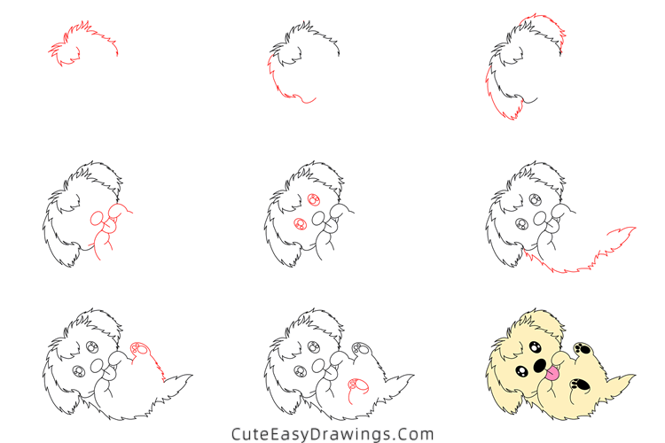 how to draw a puppy - www.cuteeasydrawings.com